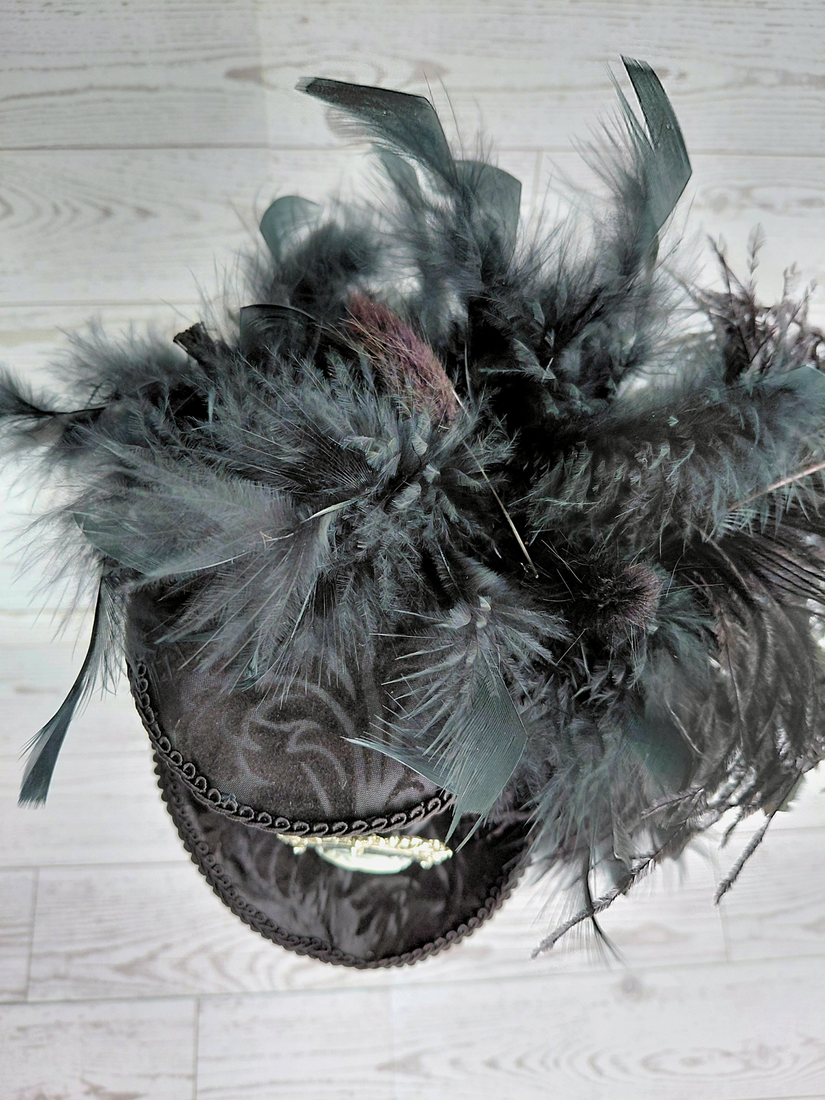 Black Damask Cameo Mini Top Hat