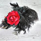 Black Damask Red Rhinestone Mini Tricone Hat