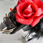 Black Damask Red Rhinestone Mini Tricone Hat