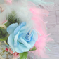 Pink Glitter Bird Blue Floral Mini Top Hat