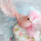 Pink Glitter Bird Blue Floral Mini Top Hat