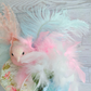 Pink Glitter Bird Blue Floral Mini Top Hat