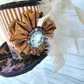 Vintage Striped Damask Cameo Mini Top Hat