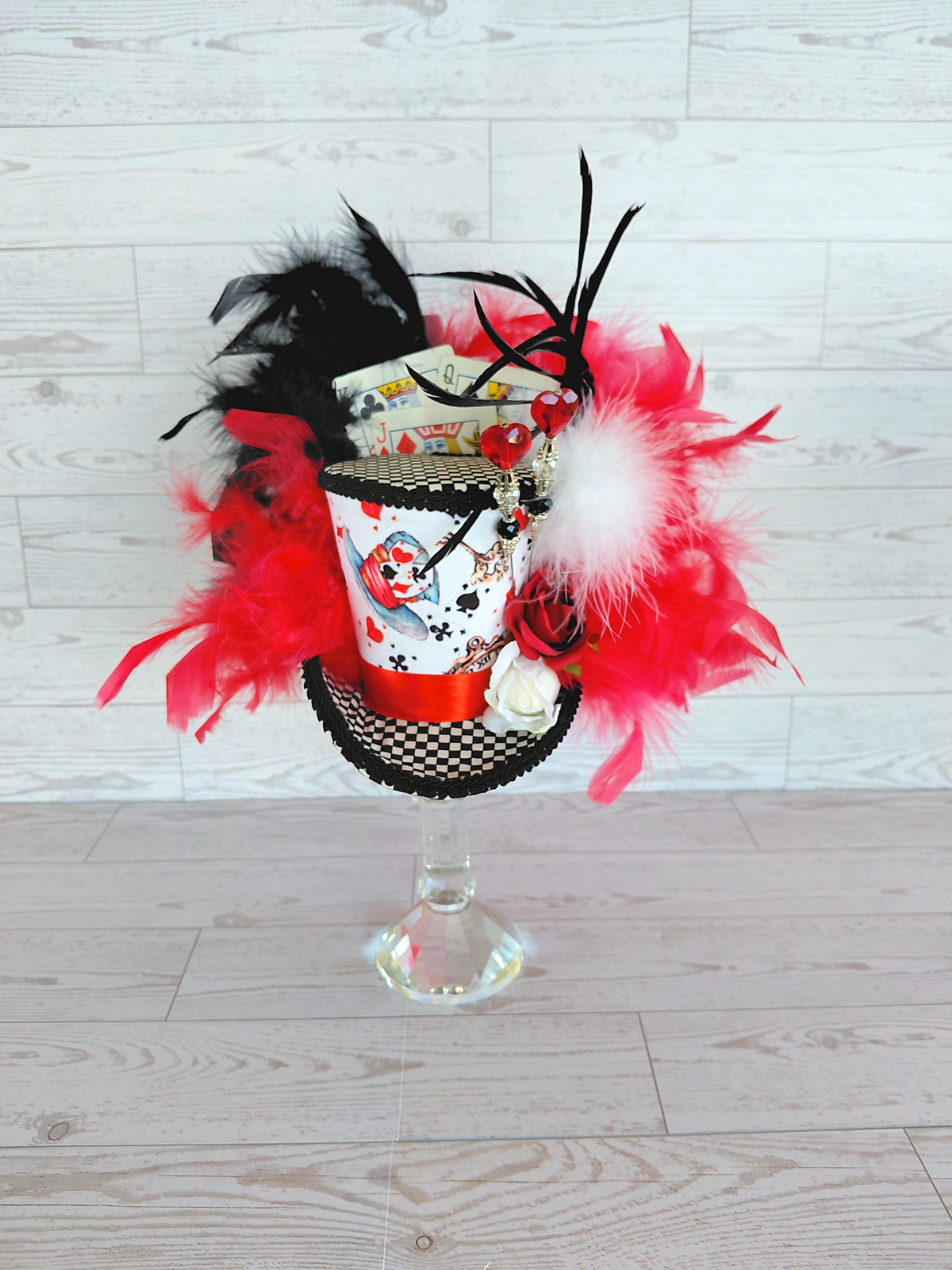 Playing Card Check Mad Hatter Mini Top Hat
