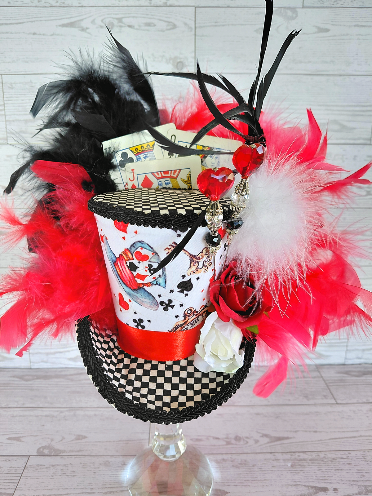 Playing Card Check Mad Hatter Mini Top Hat