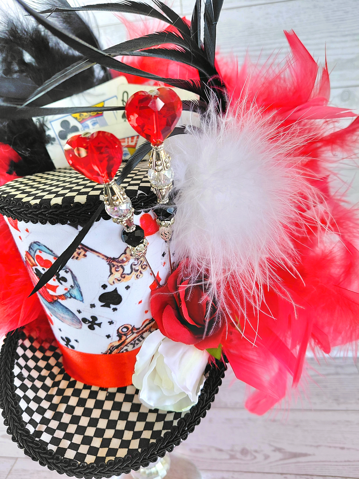 Playing Card Check Mad Hatter Mini Top Hat