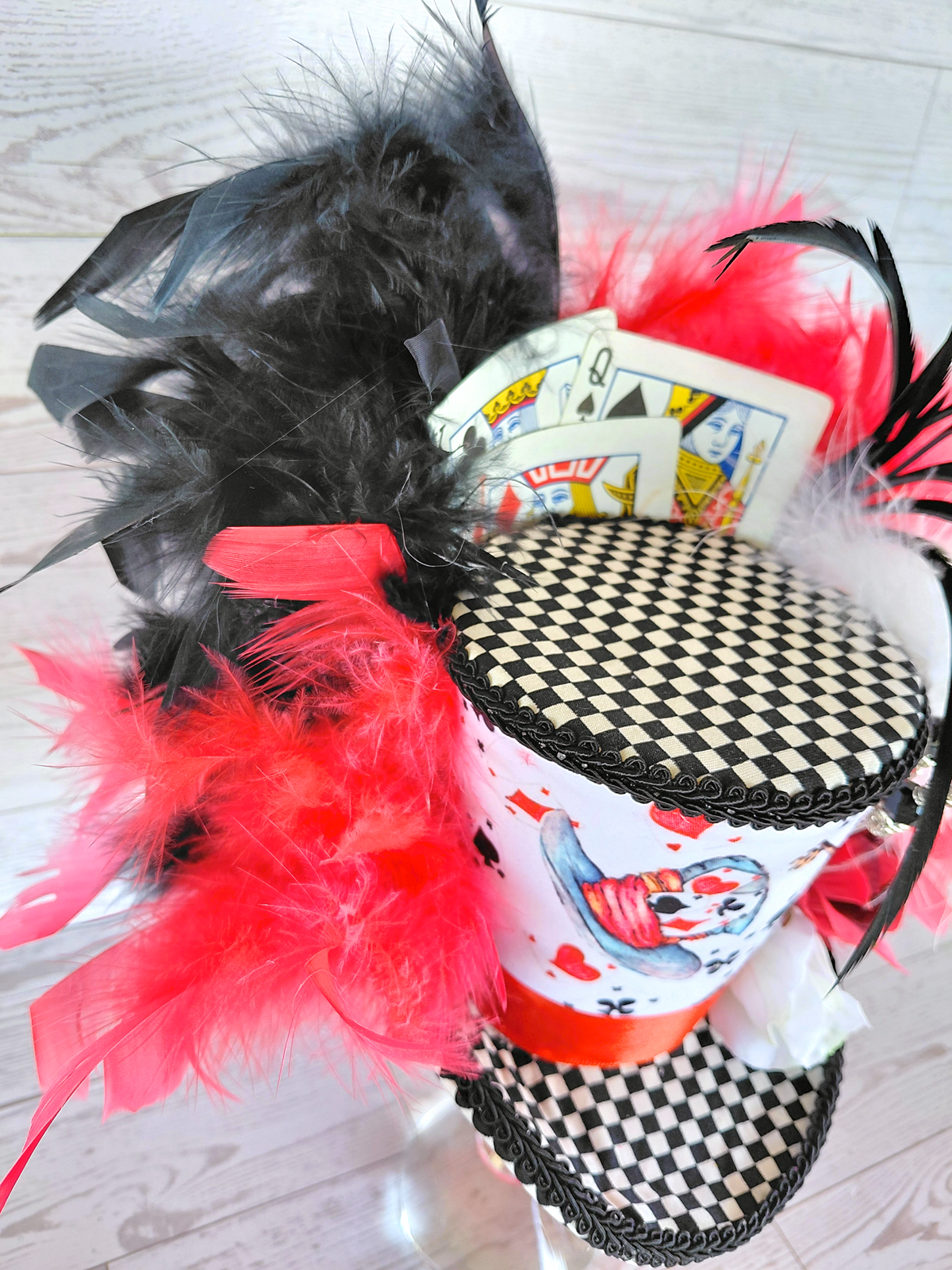 Playing Card Check Mad Hatter Mini Top Hat