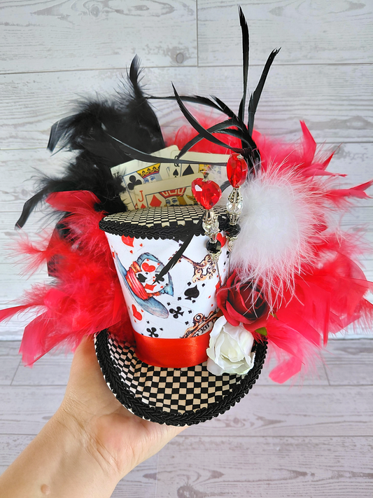Playing Card Check Mad Hatter Mini Top Hat
