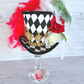 Harlequin Queen of Hearts Mini Top Hat