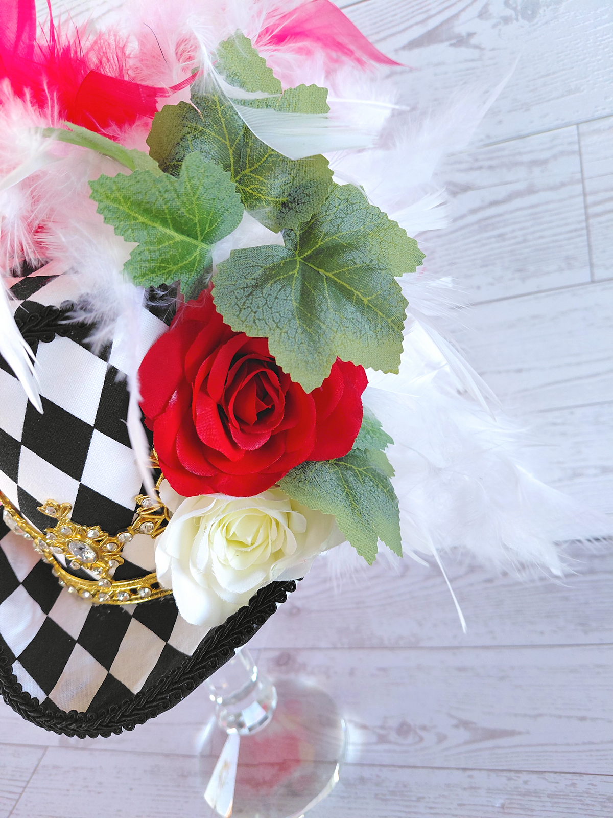Harlequin Queen of Hearts Mini Top Hat