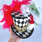 Harlequin Queen of Hearts Mini Top Hat
