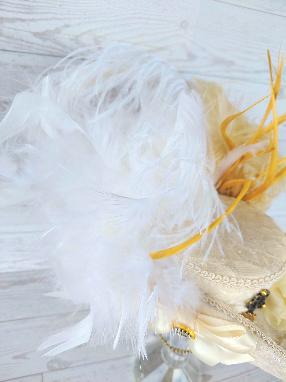 Ivory Lace Steampunk Mini Tricorn Hat