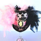 Pink Black Damask Mini Top Hat