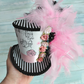Paris Pink Black Glitter Mini Top Hat
