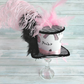 Paris Pink Black Glitter Mini Top Hat
