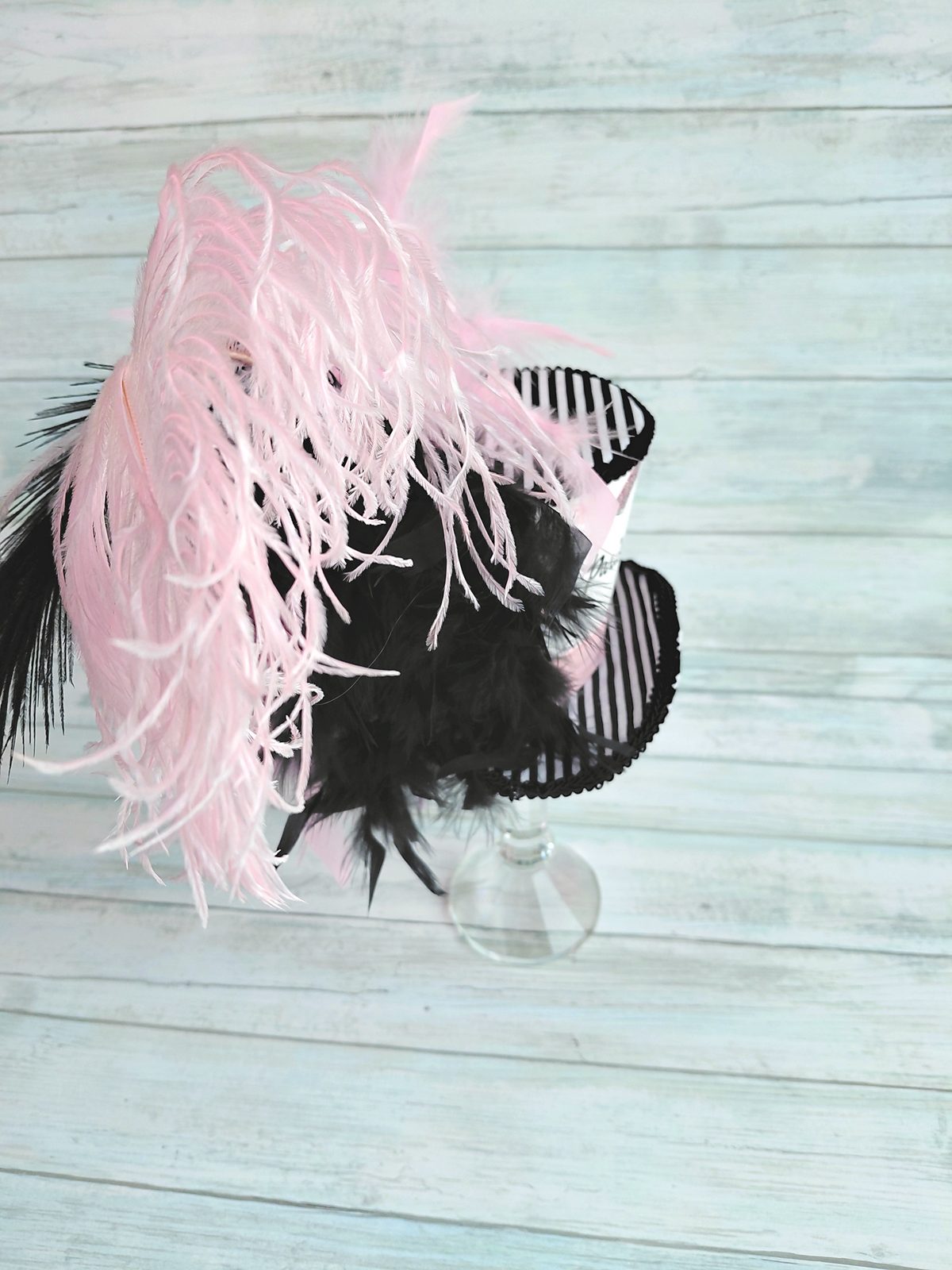 Paris Pink Black Glitter Mini Top Hat