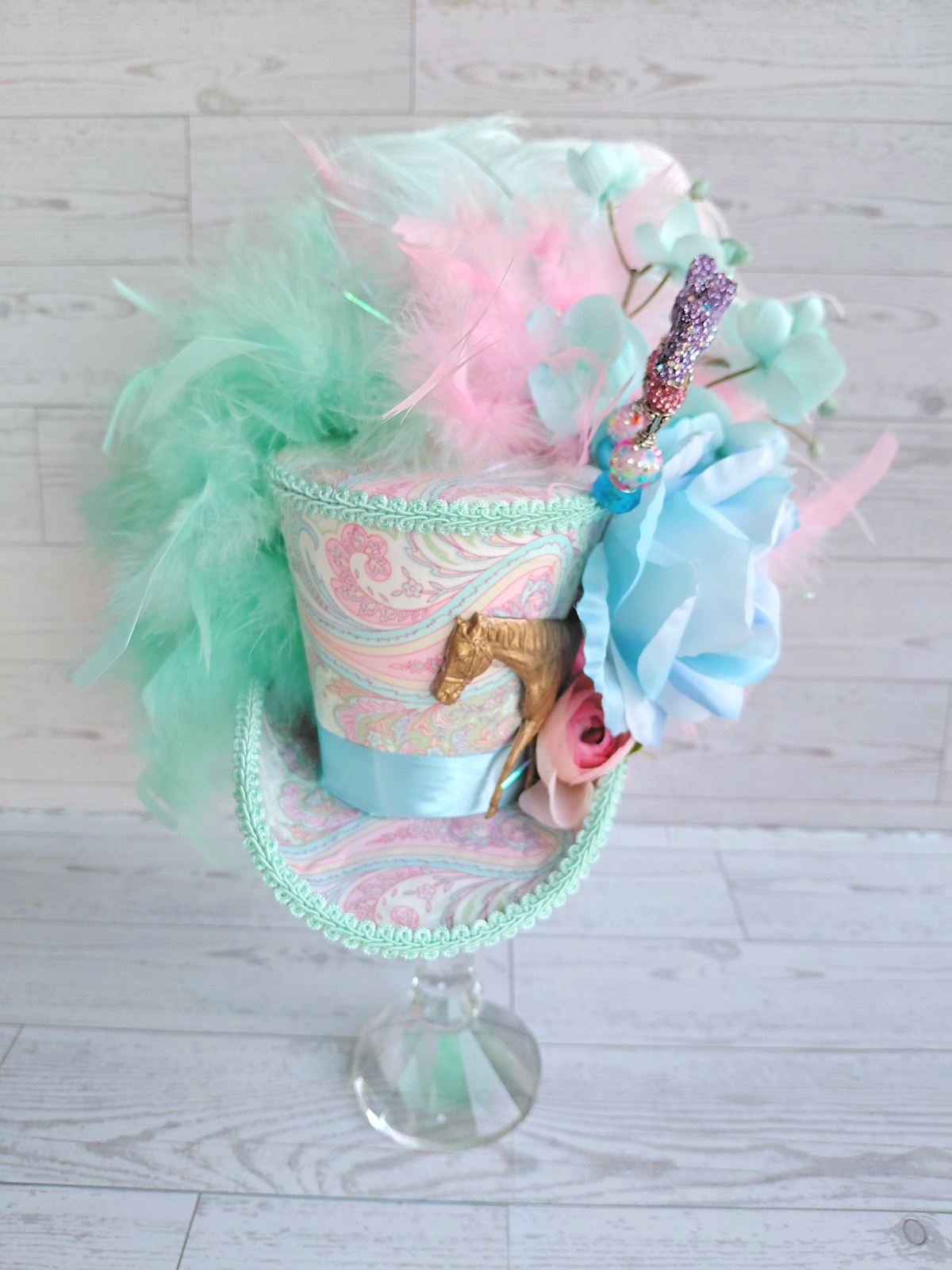 Pastel Horse Kentucky Derby Mini Top Hat