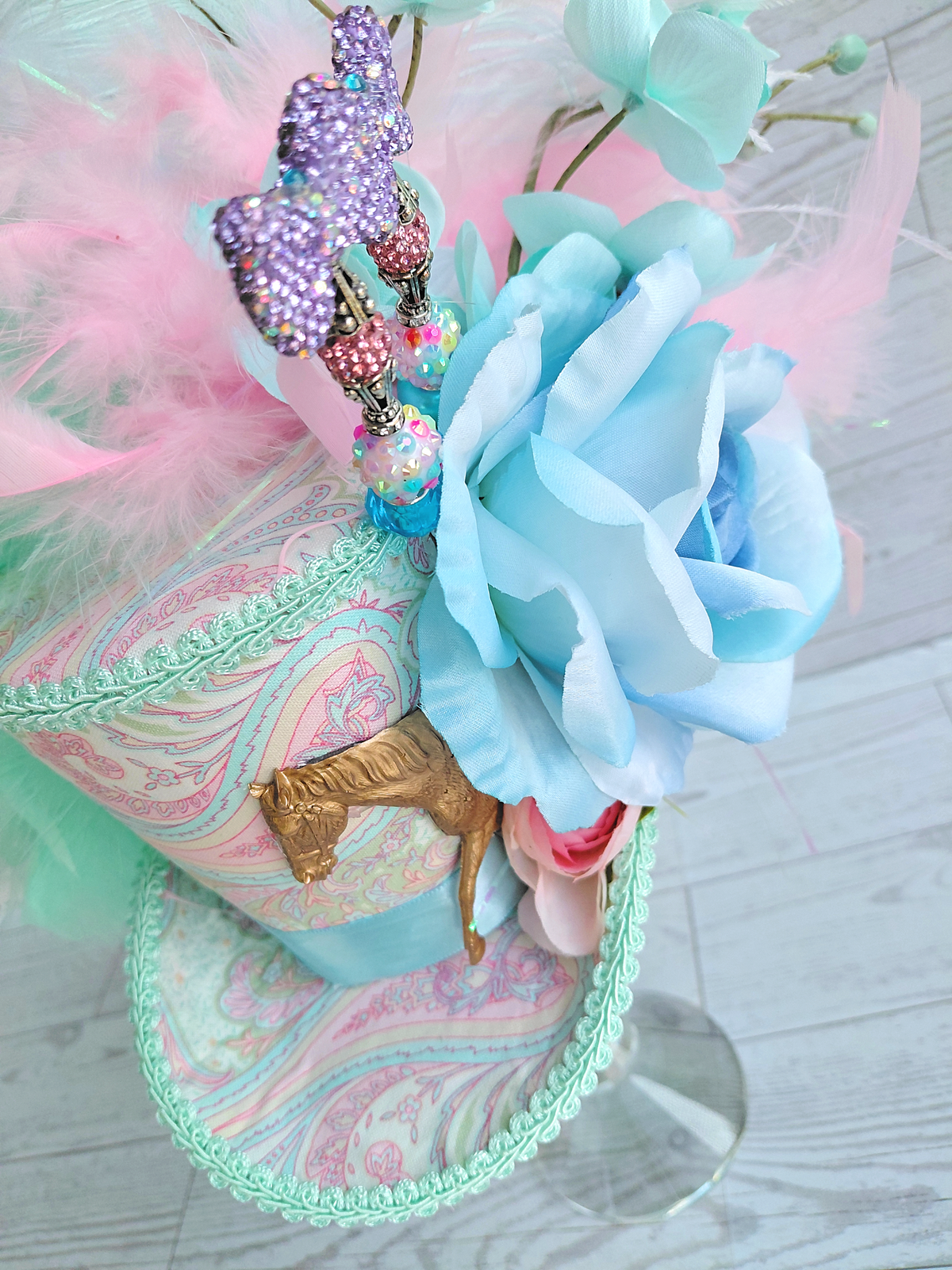 Pastel Horse Kentucky Derby Mini Top Hat
