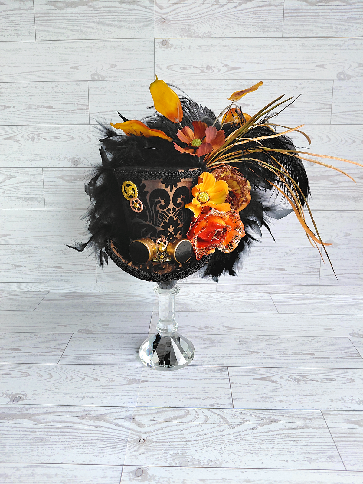 Copper Black Steampunk Mini Top Hat