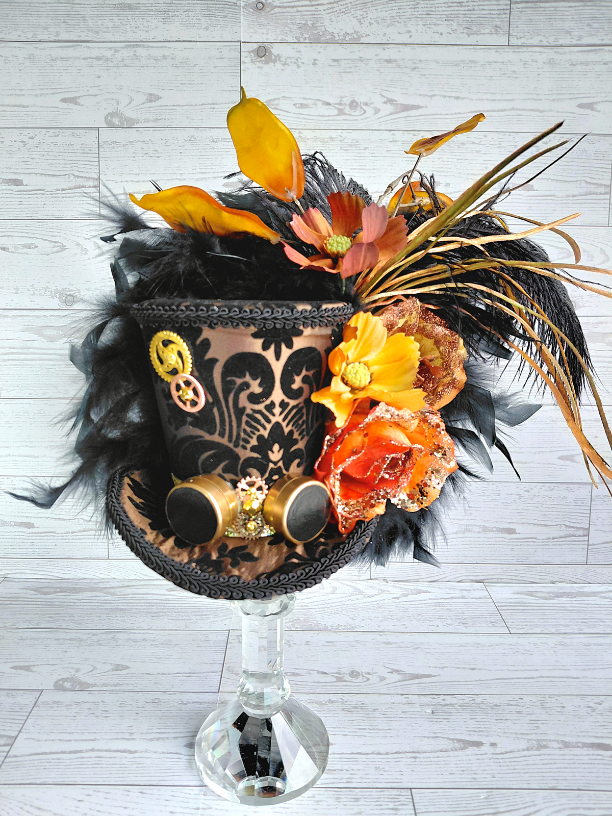 Copper Black Steampunk Mini Top Hat