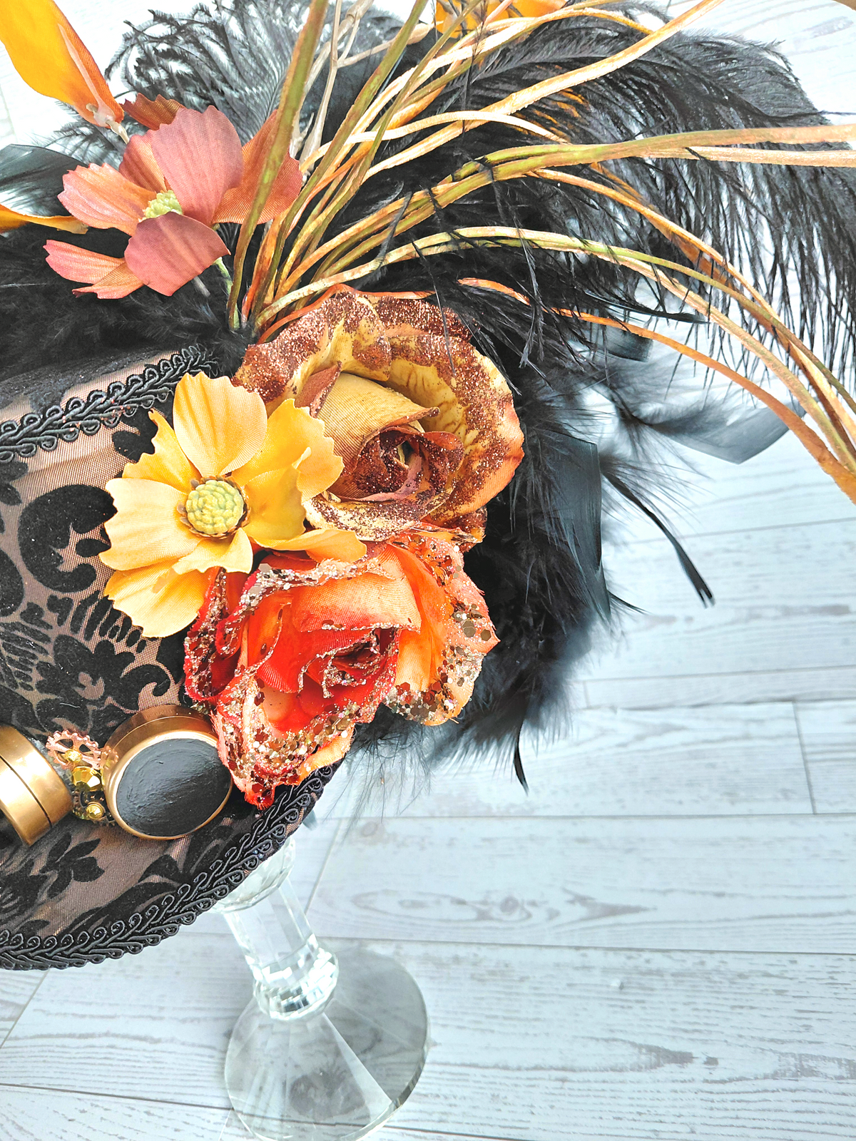 Copper Black Steampunk Mini Top Hat
