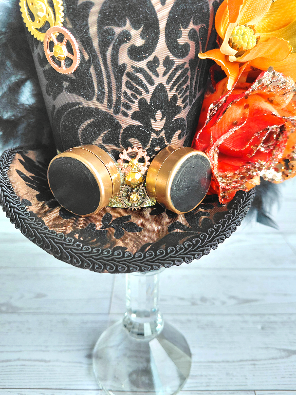 Copper Black Steampunk Mini Top Hat