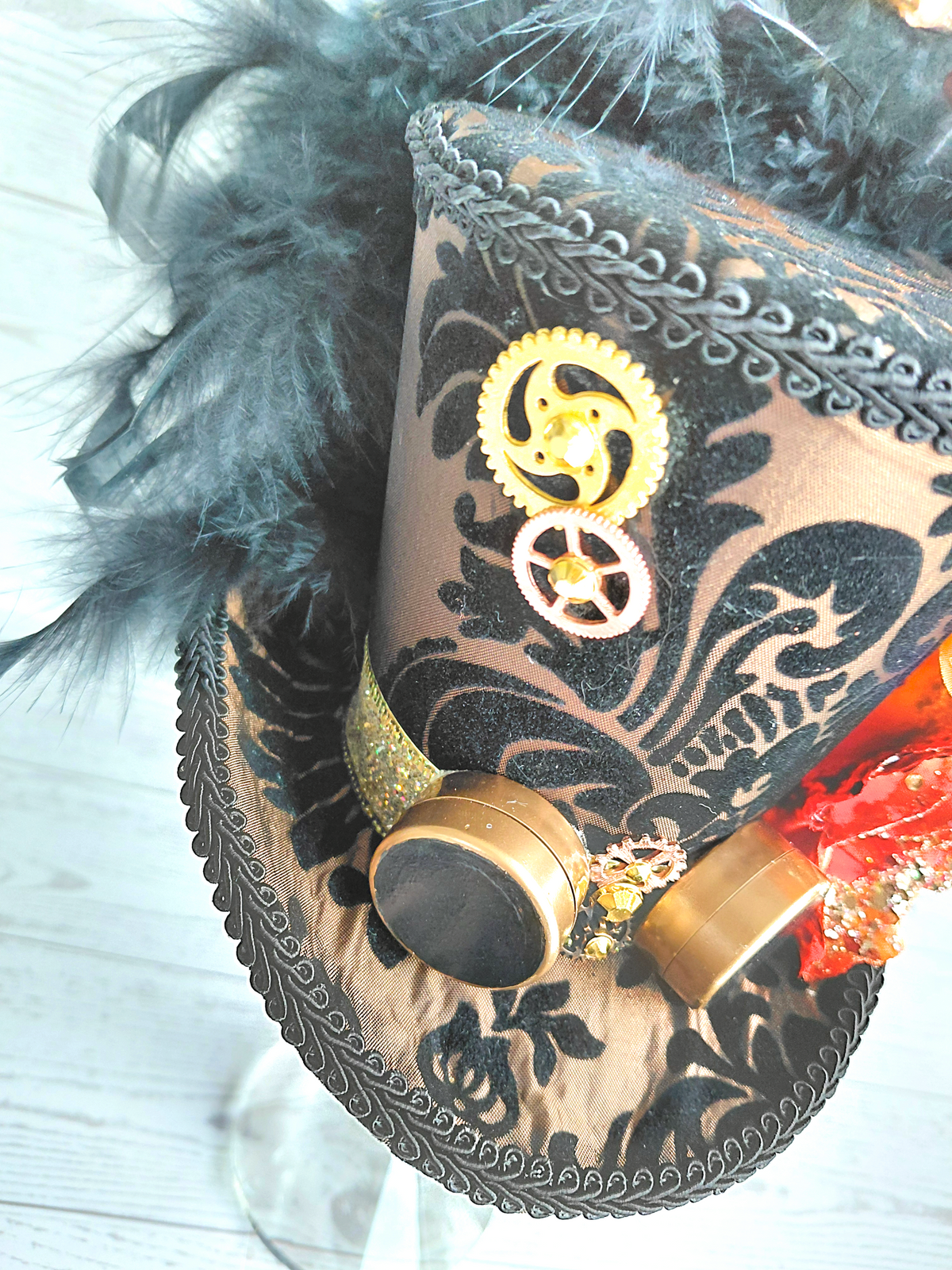 Copper Black Steampunk Mini Top Hat