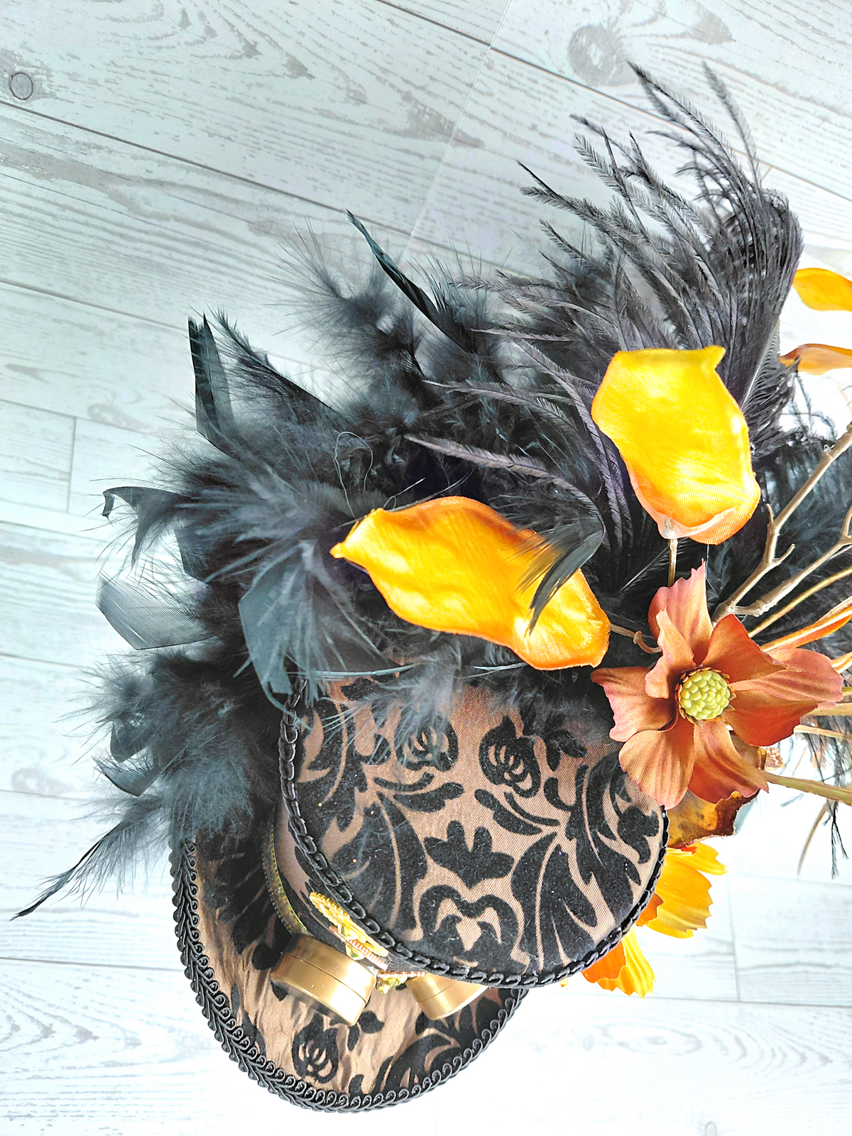 Copper Black Steampunk Mini Top Hat
