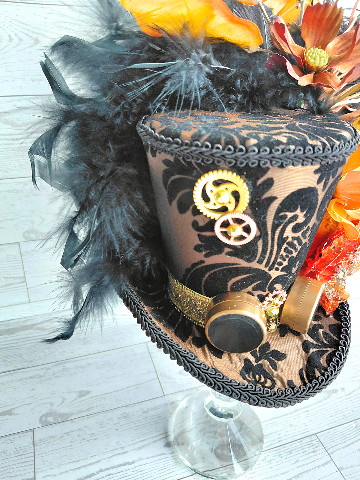Copper Black Steampunk Mini Top Hat
