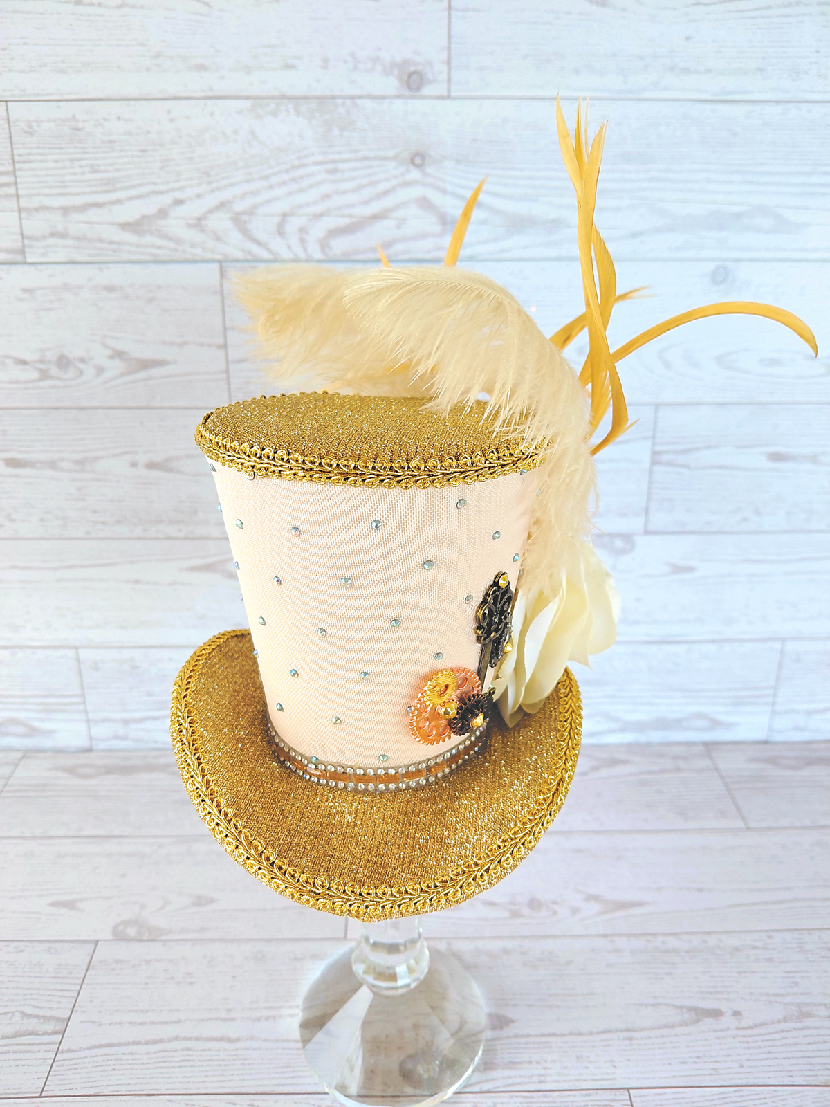 Steampunk Gold Glitter Mini Top Hat