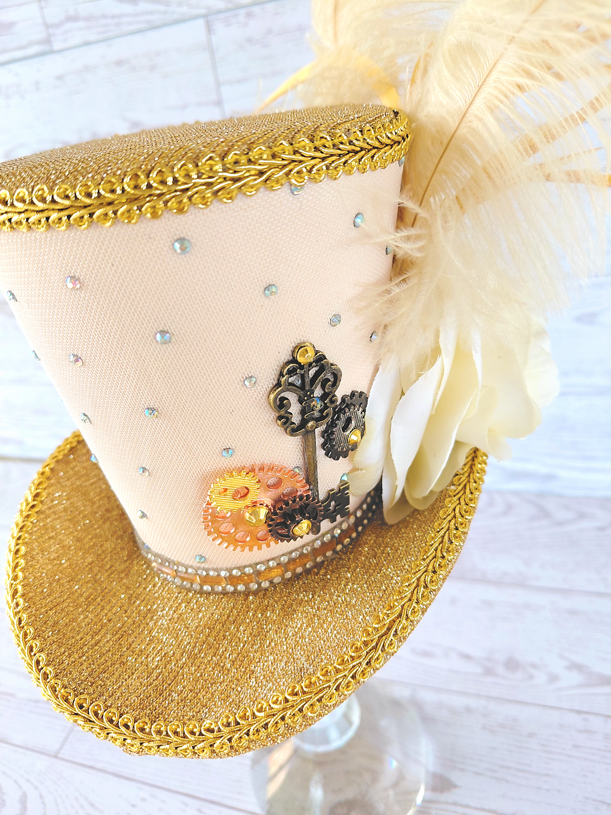 Steampunk Gold Glitter Mini Top Hat