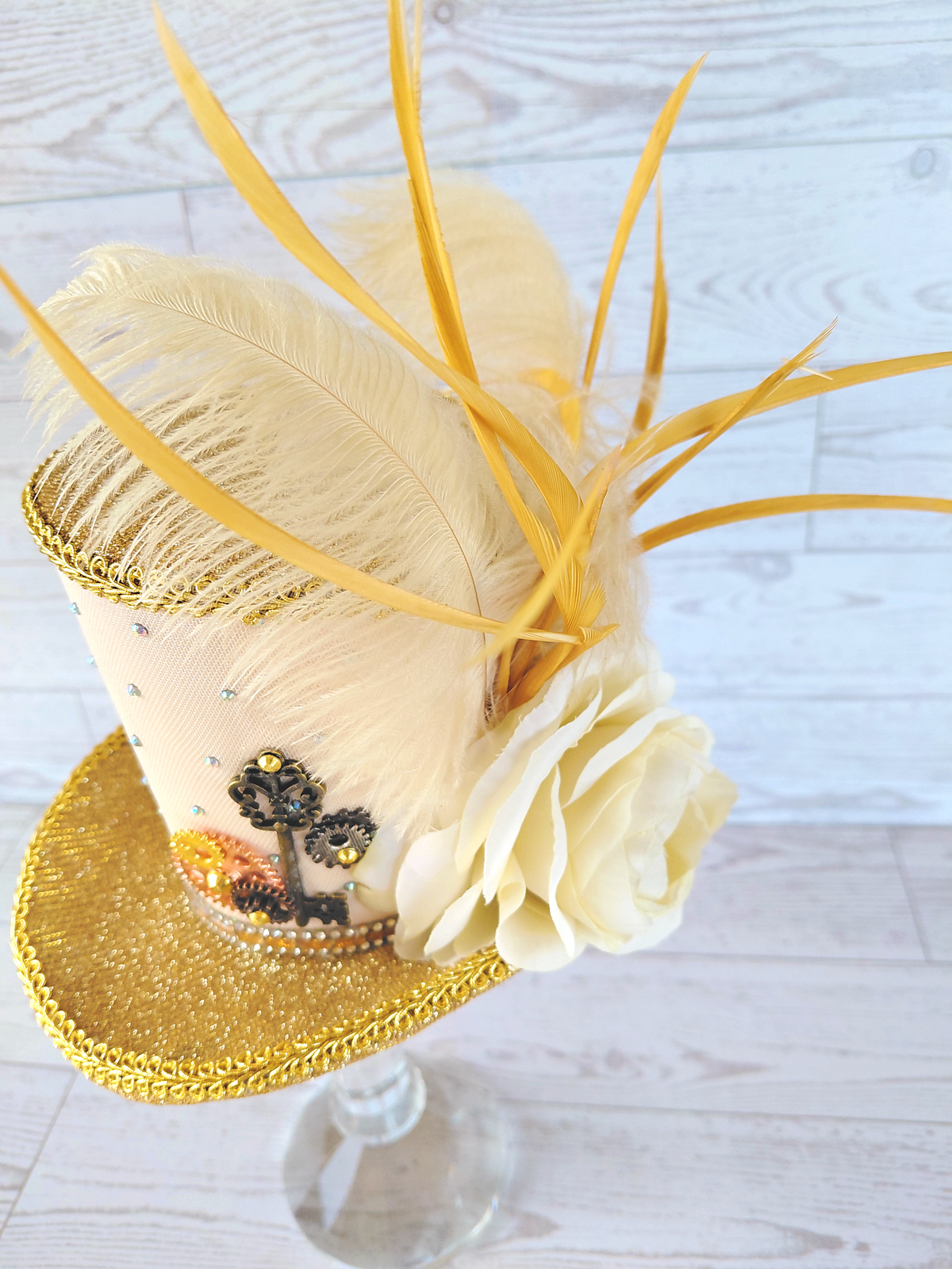 Steampunk Gold Glitter Mini Top Hat