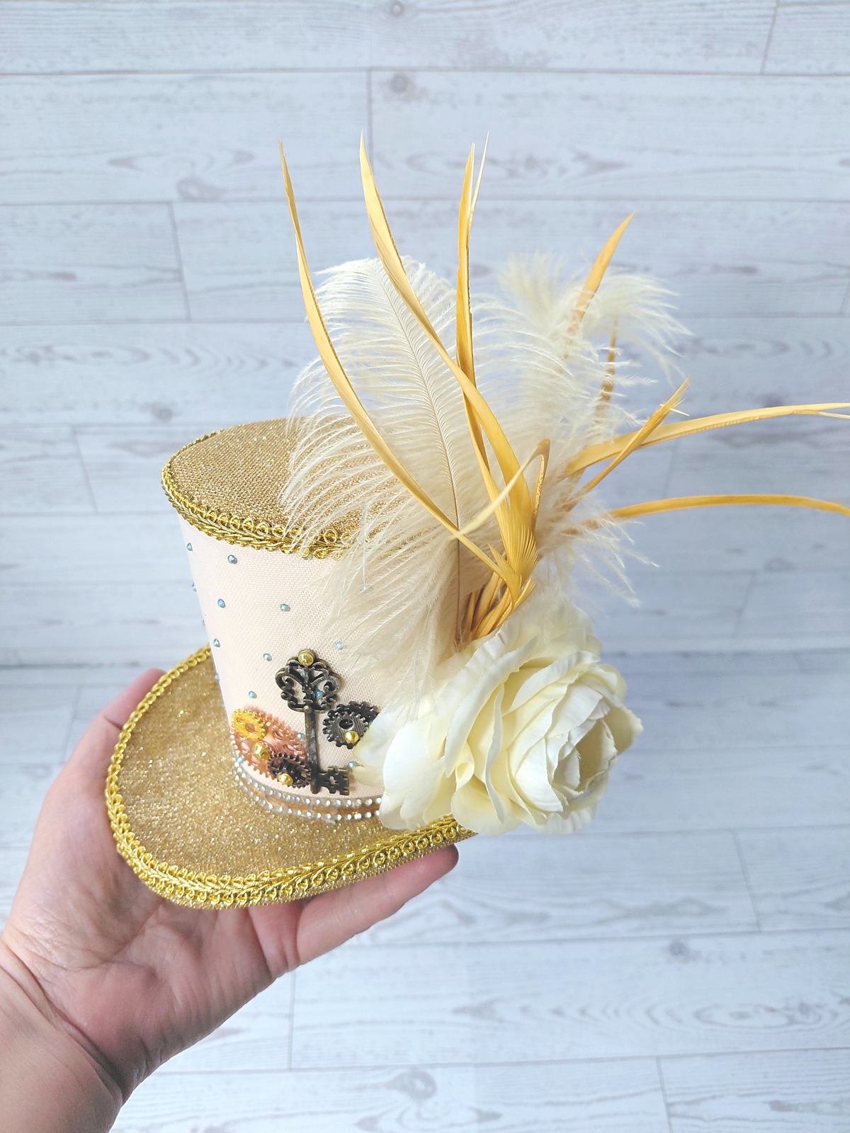 Steampunk Gold Glitter Mini Top Hat