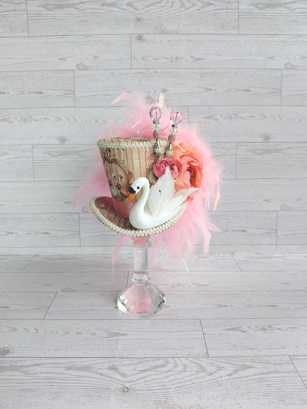 Regal Swan Floral Mini Top Hat